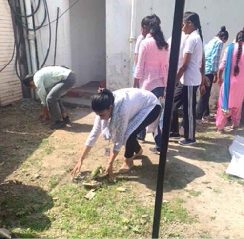 Cleanliness drive in campus 2 in Guru Nanak Girls College on 2nd April-3